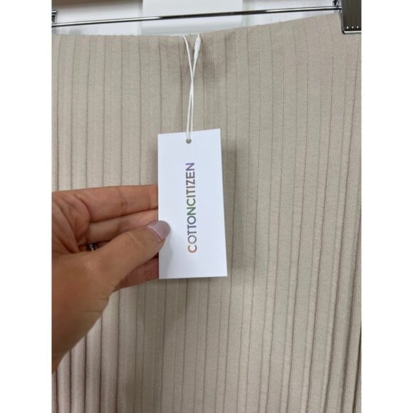 NWT Cotton Citizen Pull On Ribbed Knit Stretch The Capri Maxi Skirt Oatmeal - Picture 4 of 8